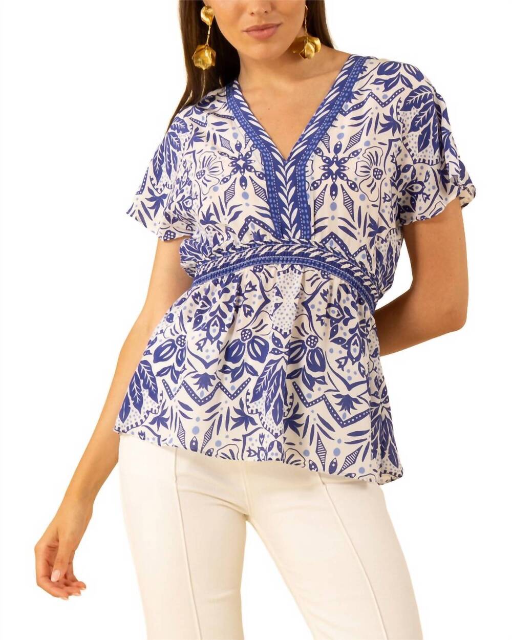 NEW HALE BOB persephone silk top in blue
